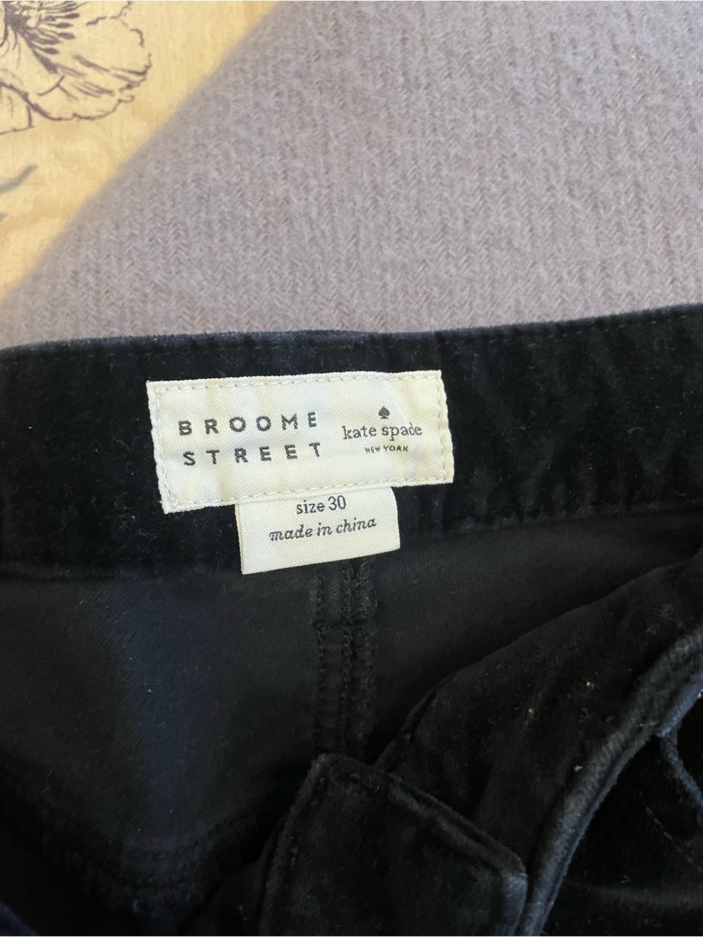 kate spade Broome Street High-Rise in Black velour.